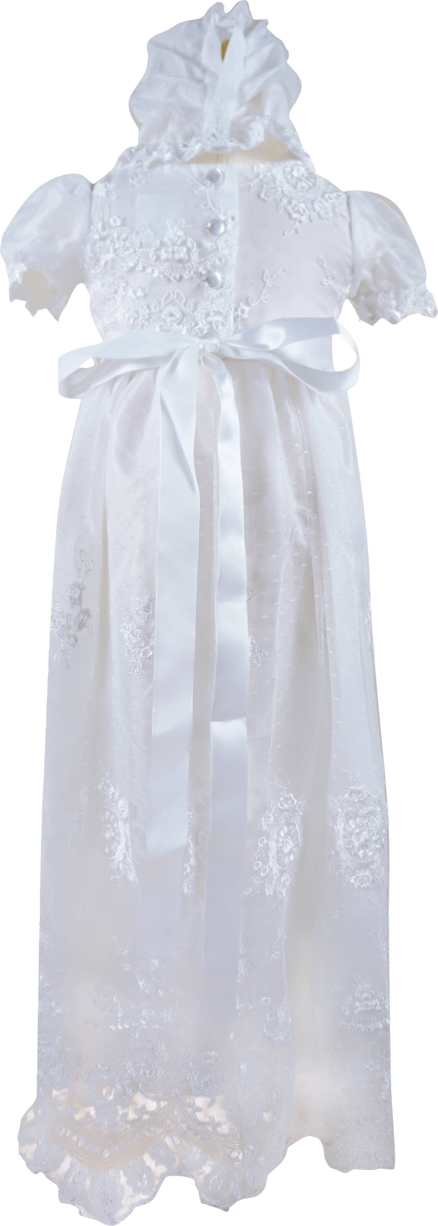 Angeline Kids - Baby Infant Girls Christening Baptism Lace Dress With Bonnet