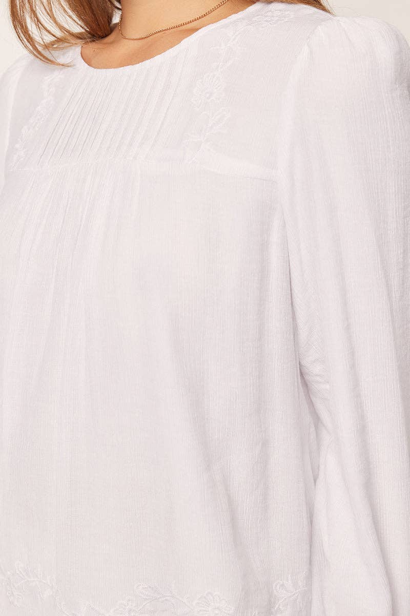 Tea n Rose - Embroidered White Top