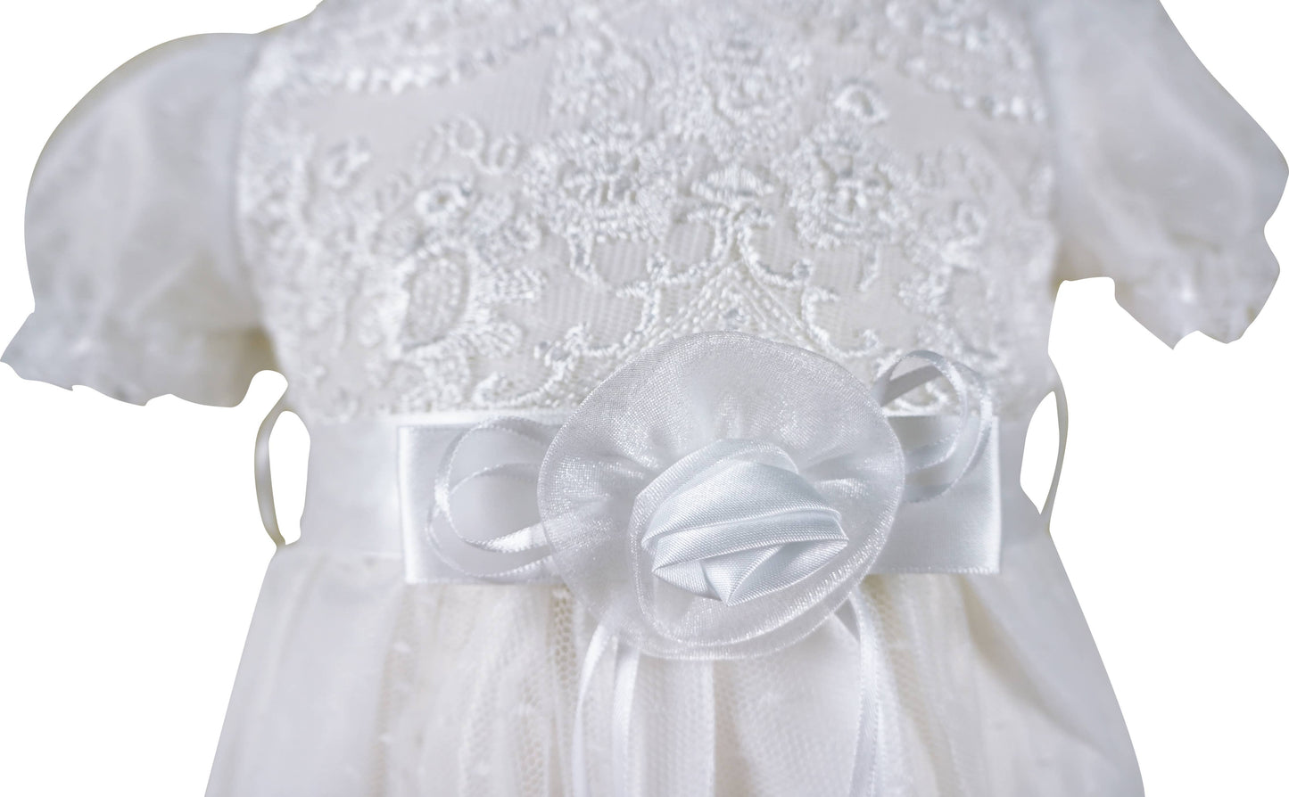 Angeline Kids - Baby Infant Girls Christening Baptism Lace Dress With Bonnet