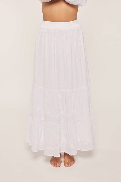 Tea n Rose - Embroidered White Skirt