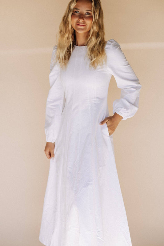 Shauna White Temple Dress / Simple Wedding Dress