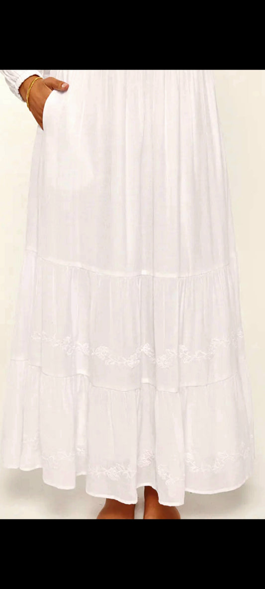 Daliah White Temple Skirt / Skirt Only