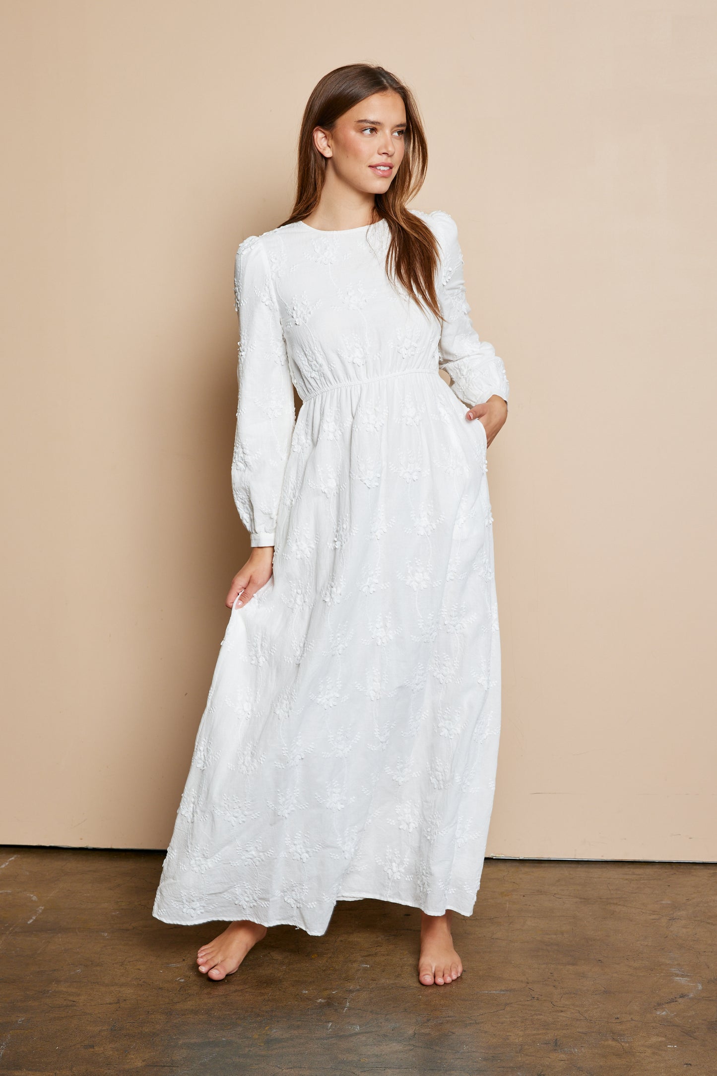 Iris White Temple Dress / Simple Wedding Dress