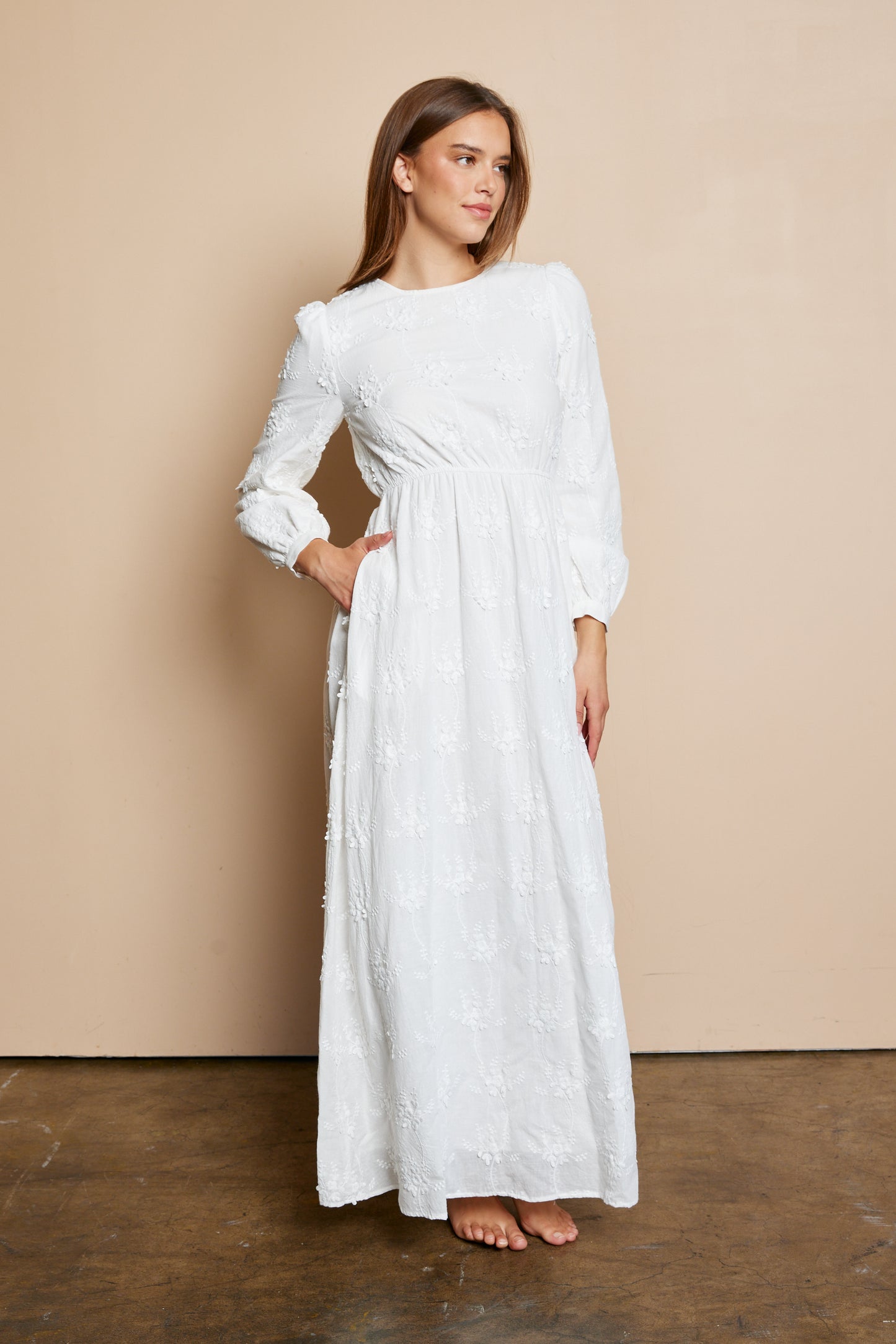 Iris White Temple Dress / Simple Wedding Dress