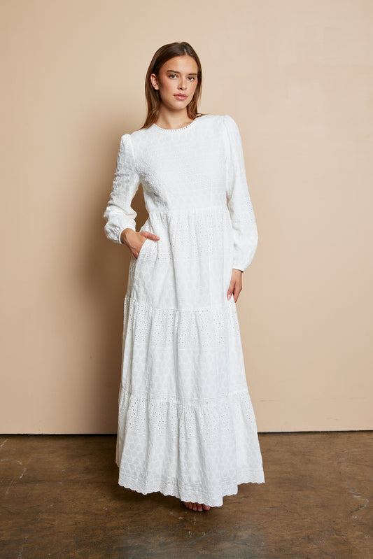 Sunny White Temple Dress / Simple Wedding Dress
