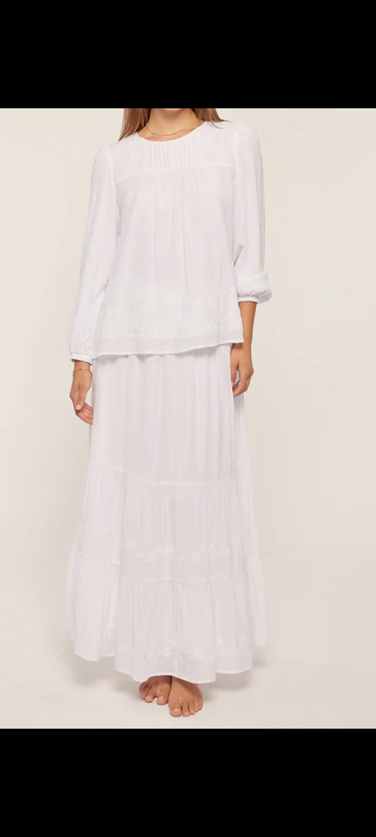 Daliah White Temple Skirt / Skirt Only