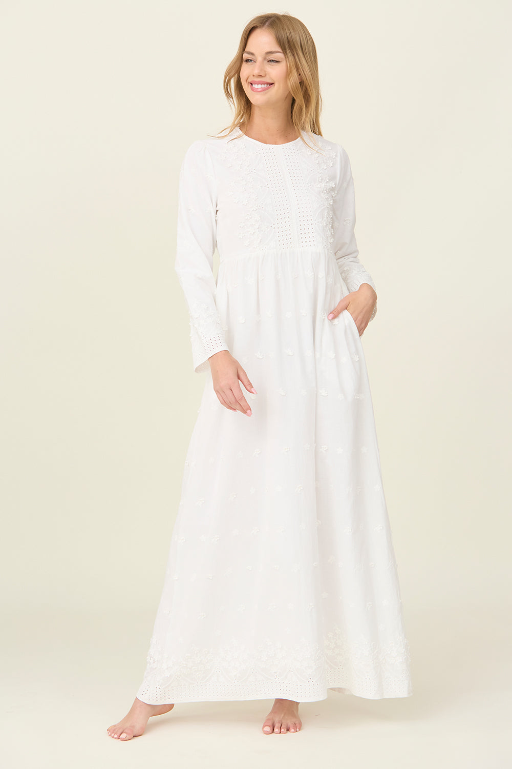Florence White Temple Dress / Simple Wedding Dress