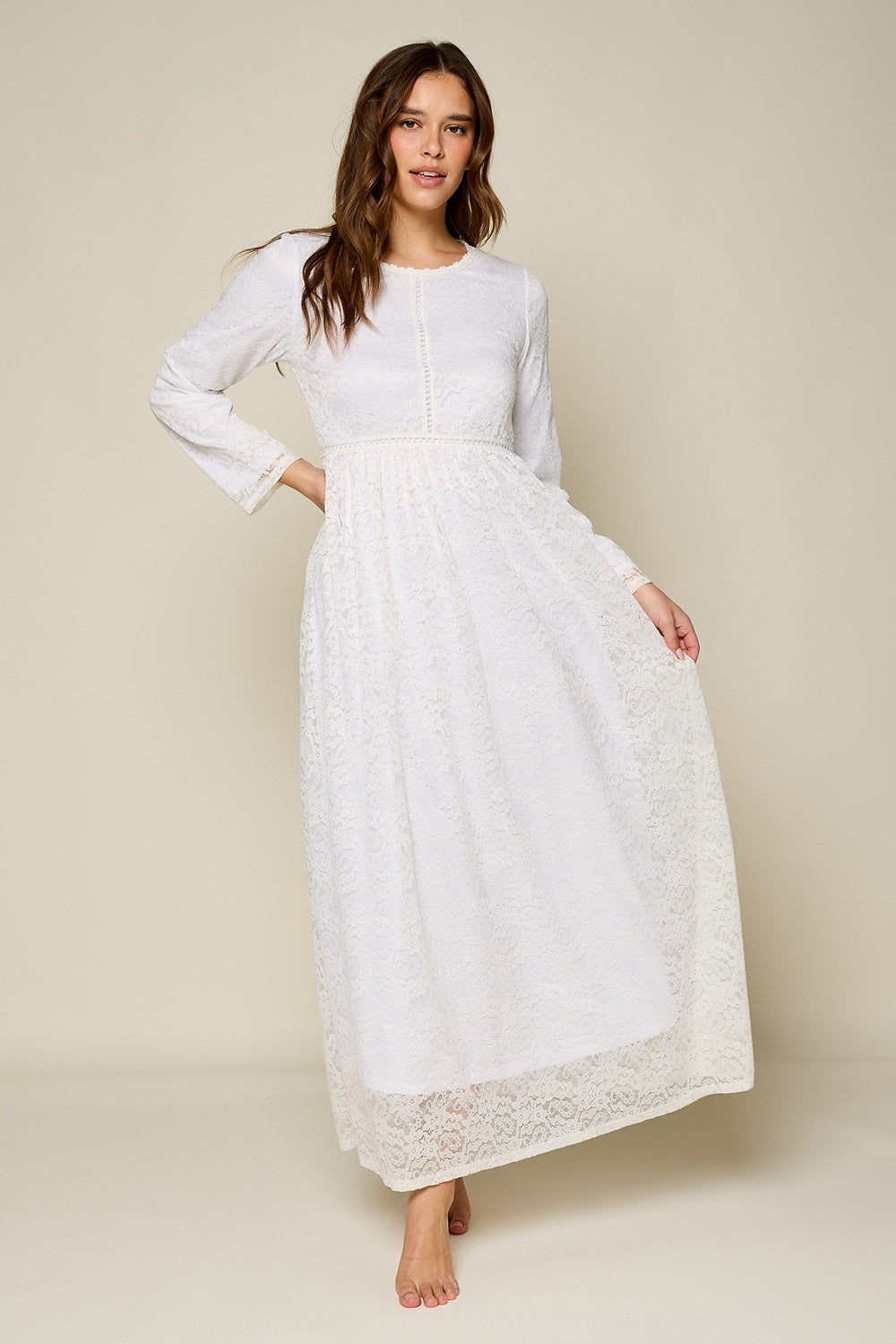 Crystal White Temple Dress / Simple Wedding Dress